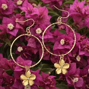 Gold Floral Hoop Earrings